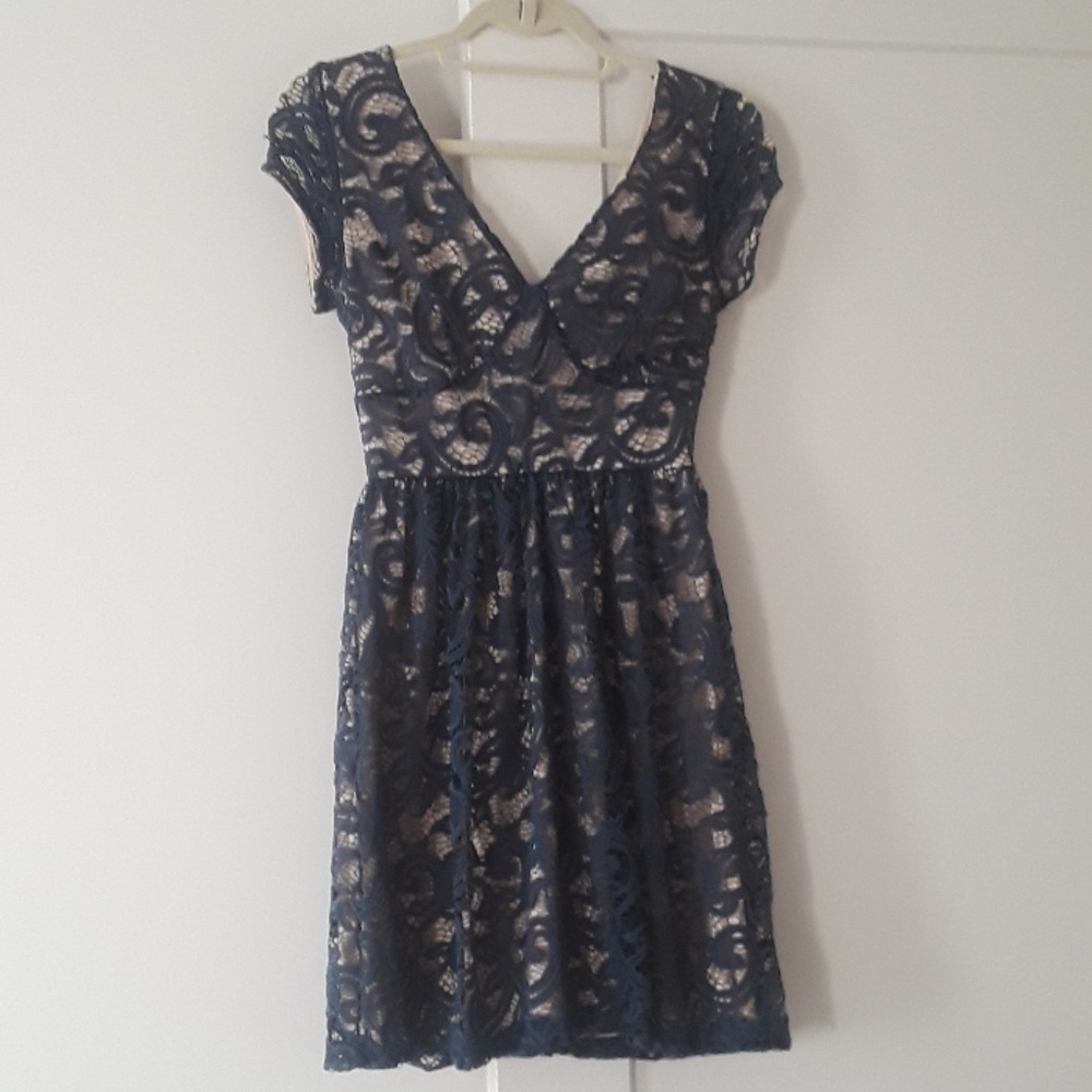 Francesca's Navy Lace Dress - Size Small